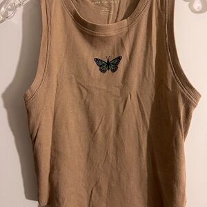 American Eagle Outfitters Tan Ribbed Tank Top